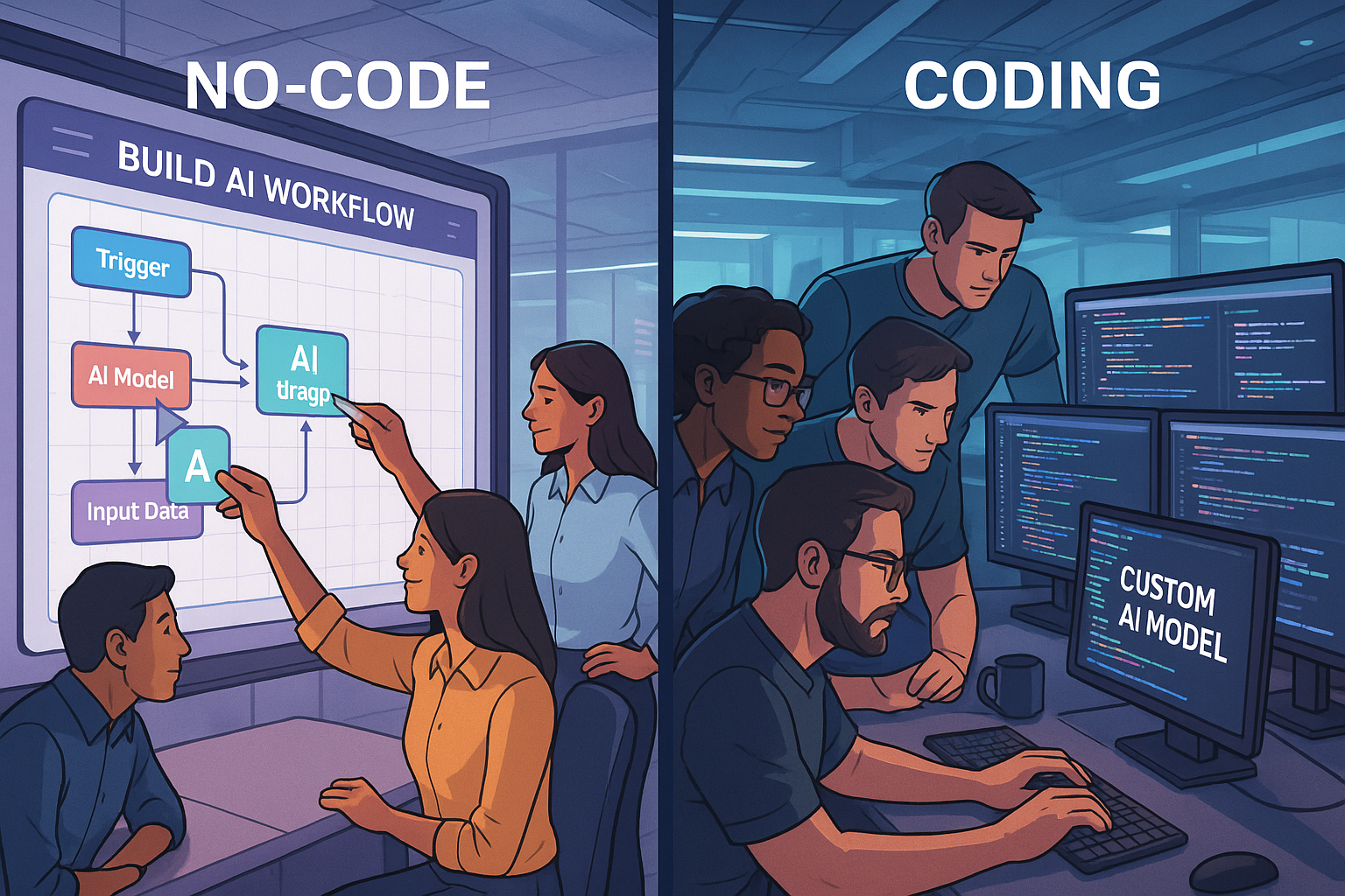 Agente de IA a medida vs. plataforma no-code: Una guía actualizada para 2025